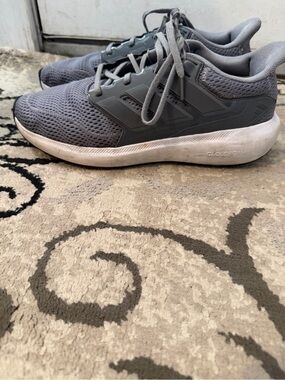Adidas Grey Mesh Cloudfoam Athletic Sneakers
